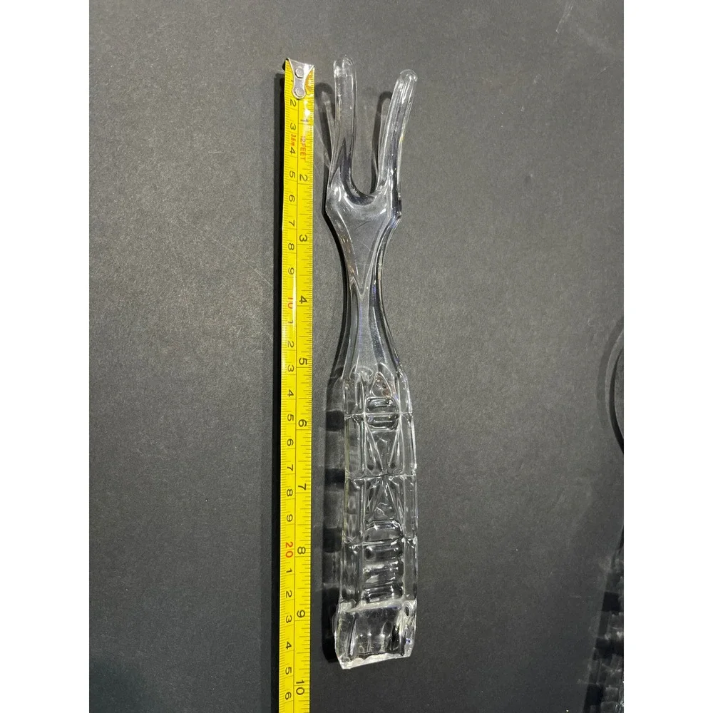 Vintage Clear Pressed Glass Salad Serving Set Fork and Spoon Textured Handles